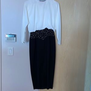 White and black dress